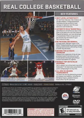 NCAA Basketball 09 box cover back